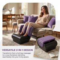 HOMCOM 2 in 1 Foot and Calf Massager with Heat, Air Compression, Timer, 3 Modes & Intensities, Purple and Black(m-4)