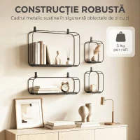 HOMCOM rafturi suspendate perete, rafturi decorative moderne(m-6)