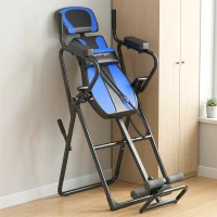 SPORTNOW Tabela de Inversão Dobrável com Elevações e Flexões Altura Ajustável 155-198 cm Ângulos 20° 40° 60° Cinto Azul(m-13)
