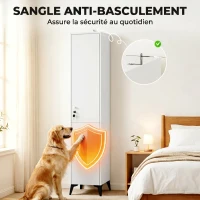 HOMCOM Armoire chambre étroite penderie avec porte, tringle et étagères de rangement, 36 x 40 x 180 cm, blanc(m-8)