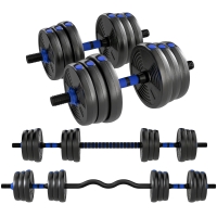 SPORTNOW Hantelset Krafttraining Verstellbare Hanteln 25 kg 3 en 1, Verstellbares Gewichtset mit Verlängerungsstange Blau