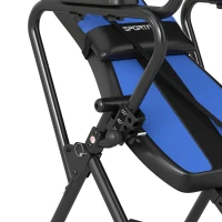 SPORTNOW Tabela de Inversão Dobrável com Elevações e Flexões Altura Ajustável 155-198 cm Ângulos 20° 40° 60° Cinto Azul(m-7)