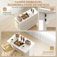 HOMCOM Ilha de Cozinha com Rodas, Tampo Rebatível, Prateleiras na Porta, Suporte para Toalhas, Armário, 2 Gavetas, 117,5x70x91 cm, Branco(m-5)