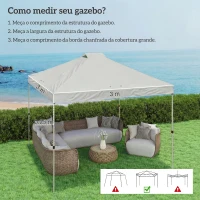 Outsunny Toldo de Substituição para Pérgola 3x3 m Teto de Reposição para Pérgola em Tecido Oxford 210D Proteção UV 50+ Branco(m-3)