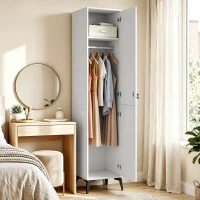HOMCOM Armoire chambre étroite penderie avec porte, tringle et étagères de rangement, 36 x 40 x 180 cm, blanc(m-10)