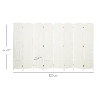 HOMCOM Paravento 8 Parti pieghevole per Casa, Soggiorno e Camera da Letto, 320x 1,6x170 cm, Bianco(m-3)