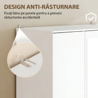 HOMCOM Dulap cu Oglindă și Bară de Haine, Alb(m-7)
