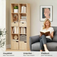 HOMCOM Raft Bibliotecă cu 4 Nivele Deschise, cu Dulap și Sertar, 30x24x158 cm, Lemn Natural(m-7)