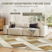 HOMCOM Covor Modern pentru Living și Sufragerie, Hipoalergenic și Lavabil cu Efect 3D, 230x160 cm, Galben(m-4)