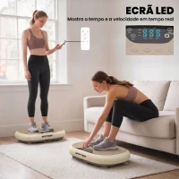SPORTNOW Plataforma Vibratória com 20 Níveis de Velocidade 3 Programas Ecrã LED Controlo Remoto  46x33x13,5 cm Bege(m-6)