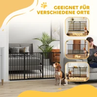PawHut Türschutzgitter Treppenschutzgitter mit 17,5/20,3/30,5 cm Verlängerung Türgitter ohne Bohren mit Auto-Close für Breiten 74-147,5 cm Beidseitig Schwenkbar Metall Schwarz(m-8)