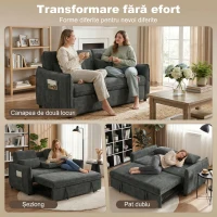 HOMCOM Canapea mică extensibilă cu saltea integrată(m-4)