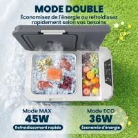 Outsunny Glacière Électrique Voiture 25L, Contrôle via Application, Modes MAX & ECO, 12V/240V, -20 à 20 °C, 58x33x38,3cm, Gris(m-5)