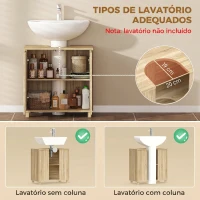 HOMCOM Móvel de Casa de Banho com Prateleira Ajustável, Portas de Ripas e Abertura por Pressão, para Lavatório com Pedestal ou de Parede(m-4)