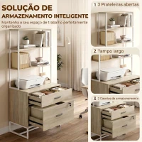 HOMCOM Arquivador com Prateleiras Móvel de Escritório com Prateleiras Gaveta para Arquivos A4 e Carta e Suporte para Impressora 70x40x157 cm Carvalho(m-4)