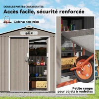 Outsunny Abri de Jardin 2,77 m² - Remise pour Outils avec Fondation - cabanon Porte verrouillable - tôle d'acier marron clair(m-5)