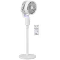 HOMCOM Pedestal Air Circulation Fan with Oscillating, Light Off, White(m-10)