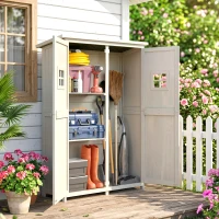 Outsunny Abri de Jardin en bois Armoire de Jardin dim. 127,5L x 50l x 164H cm 2 étagères 2 Portes 2 fenêtres Toit bitumé étanche Bois Massif Sapin pré-huilé Gris(m-9)