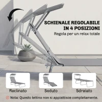 Outsunny Sdraio da Giardino Pieghevole con Tettuccio Regolabile e Schienale Reclinabile a 4 Livelli, Grigio Chiaro(m-5)