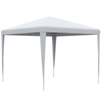 Outsunny Pavillon 2,7x2,7m Rechteckig Wasserabweisend Stabil Winterfest Pavillon Partyzelt Gartenzelt Gartenpavillon Festzelt für Camping Garten, Weiß