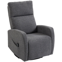Homcom Sillón Relax, Sillón de Masaje de Chenille con Función de Calor, Giro 360°, Mecanismo de Balanceo, Gris Oscuro