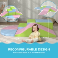 HOMCOM 6 Piece Soft Play Equipment for Kids Climb and Crawl, Pink(m-6)