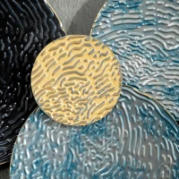 HOMCOM Arte Metálica de Parede 3D Adornos Modernos Redondos para Pendurar Decoração para Sala Quarto 21x53 cm Multicolor(m-9)