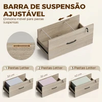 HOMCOM Arquivador com Prateleiras Móvel de Escritório com Prateleiras Gaveta para Arquivos A4 e Carta e Suporte para Impressora 70x40x157 cm Carvalho(m-5)