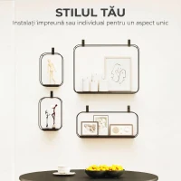HOMCOM rafturi suspendate perete, rafturi decorative moderne(m-4)