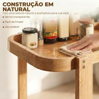 HOMCOM Carrinho de Cozinha de Bambu de 2 Níveis Carrinho Auxiliar para Cozinha com Rodas 2 Prateleiras 54x36,5x60 cm Madeira(m-6)