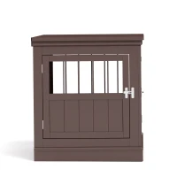 PawHut Jaula para Perros Pequeños Mesa Auxiliar Moderna con 3 Puertas Francés con Cierre Magnético 78x53x59,3 cm Café(m-9)