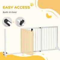 PawHut Wooden Dog Gate, Dog Fence Indoor, Freestanding Dog Barrier, Adjustable Lockable Fence with 3 Panels, 71H x 113-166W cm, White(m-6)