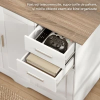 HOMCOM Bufet Modern din Lemn cu 2 Sertare și 2 Dulapuri, 100x40x78 cm, Alb și Lemn Natural(m-5)