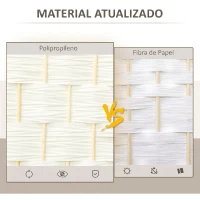 HOMCOM Separador de Ambientes de 3 Painéis Biombo Dobrável 135x180 cm Polipropileno Branco(m-5)