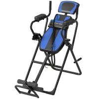 SPORTNOW Tabla de Inversión Plegable con Dominadas y Flexiones Altura Ajustable 155-198 cm Ángulos 20° 40° 60° Cinturón Azul(m-11)