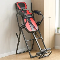 SPORTNOW Tabla de Inversión Plegable con Dominadas y Flexiones Altura Ajustable 155-198 cm Ángulos 20° 40° 60° Cinturón Rojo(m-9)