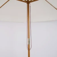 Outsunny 3.3m Elegant Wooden Parasol with Wooden Frame and Bamboo Ribs- Cream(m-8)
