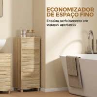 HOMCOM Armário de Casa de Banho Estreito Móvel Auxiliar de Casa de Banho com Porta de Ripas 3 Prateleiras 34x23x84 cm Madeira(m-6)