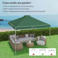 Outsunny Toldo de Substituição para Pérgola 3x3 m Teto de Reposição em Tela Oxford 210D Proteção UV50+ Verde(m-3)