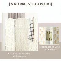 HOMCOM Separador de Ambientes de 3 Painéis Biombo Dobrável 135x180 cm Polipropileno Branco(m-6)