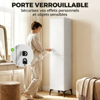 HOMCOM Armoire chambre étroite penderie avec porte, tringle et étagères de rangement, 36 x 40 x 180 cm, blanc(m-6)