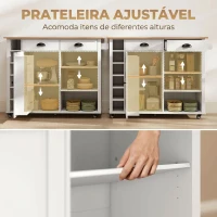 HOMCOM Ilha de Cozinha com Rodas, Tampo Rebatível, Prateleiras na Porta, Suporte para Toalhas, Armário, 2 Gavetas, 117,5x70x91 cm, Branco(m-7)