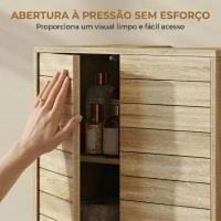 HOMCOM Móvel de Casa de Banho com Prateleira Ajustável, Portas de Ripas e Abertura por Pressão, para Lavatório com Pedestal ou de Parede(m-7)