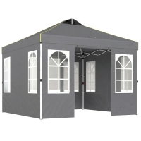 Outsunny Carpa Plegable 3x3 m Pop-up con UPF50+ 4 Laterales Desmontables Altura Ajustable y Bolsa de Transporte Gris Oscuro