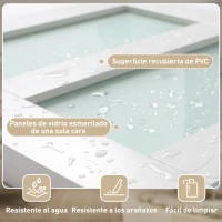 HOMCOM Puerta Corredera 91x213 cm con Kit de Montaje Puerta de Granero con Paneles de Vidrio y MDF Guía de PisoBlanco(m-4)
