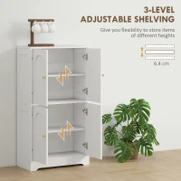 HOMCOM Credenza Cucina in Legno con 2 Armadietti, 4 Ante, 2 Ripiani Regolabili, per Sala da Pranzo, Soggiorno, Bianco(m-8)