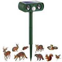 Outsunny Ultrasonic Cat Repellent, PIR Motion Sensor 110°, LED Flash, Solar Cat Deterrents for Gardens UK(m-10)