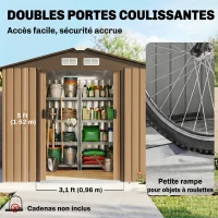 Outsunny Abri de jardin 2,5 m² - remise pour outils avec kit de fondation - cabanon porte verrouillable - tôle d'acier kaki(m-5)