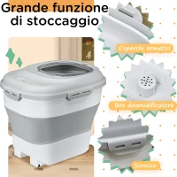 PawHut Porta Crocchette Cani Capacità 5-25L con Chiusura Ermetica e Box Deumidificante, in PP e TPE, 44x32x37 cm, Grigio(m-6)