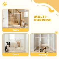 PawHut Dog Gate Pet Safety Gate Stair Barrier Pressure Mount Adjustable 76-82/86-97/101-107 cm, White(m-5)